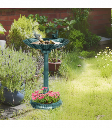 Elegant Two-Basin Bird Bath & Feeder with Antique Finish