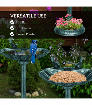 Elegant Two-Basin Bird Bath & Feeder with Antique Finish