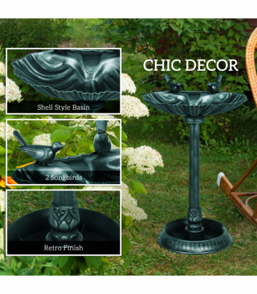 Elegant Two-Basin Bird Bath & Feeder with Antique Finish