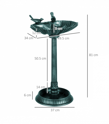 Elegant Two-Basin Bird Bath & Feeder with Antique Finish