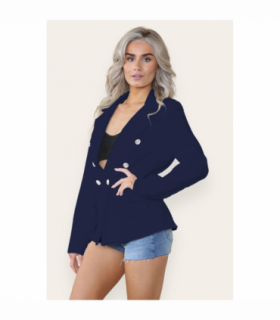 Fitted Linned Double Button Blazer Jacket - Stylish Comfort for All Occasions