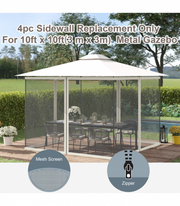 Four-Panel Gazebo Replacement Screen - Durable Polyester Mesh Protection