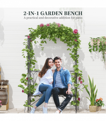 Garden Arbour Bench Plant Climbing Support Trellis Rose Vines Black Outsunny