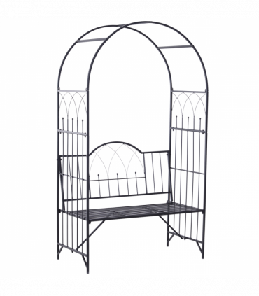 Garden Arch Bench Outdoor Patio Trellis Arbor for Climbing Plant Antique Black