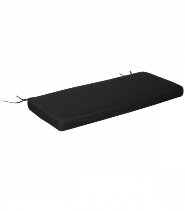 Garden Bench Cushion 2 Seater Seat Pad, Black, Polyester, 120cmx50cmx8cm