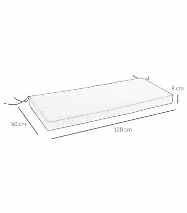 Garden Bench Cushion 2 Seater Seat Pad, Black, Polyester, 120cmx50cmx8cm