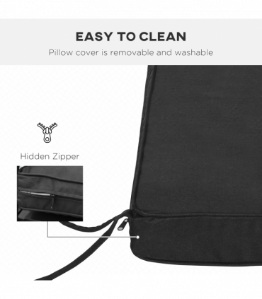 Garden Bench Cushion 2 Seater Seat Pad, Black, Polyester, 120cmx50cmx8cm