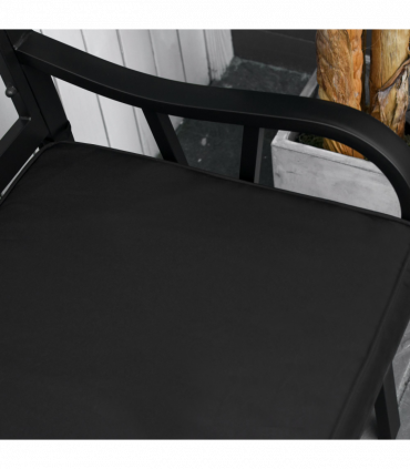 Garden Bench Cushion 2 Seater Seat Pad, Black, Polyester, 120cmx50cmx8cm