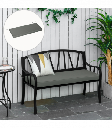 Garden Bench Cushion Grey Polyester 120x50x8cm Two-Seater Seat Pad Comfort