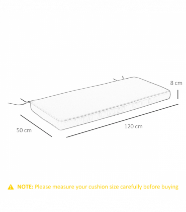 Garden Bench Cushion Grey Polyester 120x50x8cm Two-Seater Seat Pad Comfort