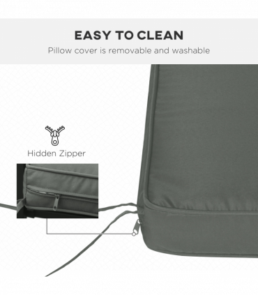 Garden Bench Cushion Grey Polyester 120x50x8cm Two-Seater Seat Pad Comfort