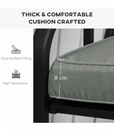 Garden Bench Cushion Grey Polyester 120x50x8cm Two-Seater Seat Pad Comfort