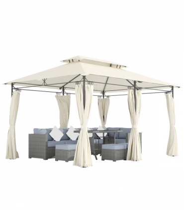 Garden Canopy Gazebo with Two-Tier Roof for Outdoor Relaxation - 3x4m