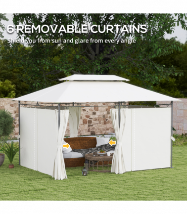 Garden Canopy Gazebo with Two-Tier Roof for Outdoor Relaxation - 3x4m