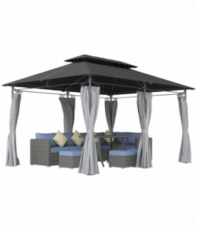 Garden Canopy Gazebo with Two-Tier Roof for Outdoor Relaxation - 3x4m