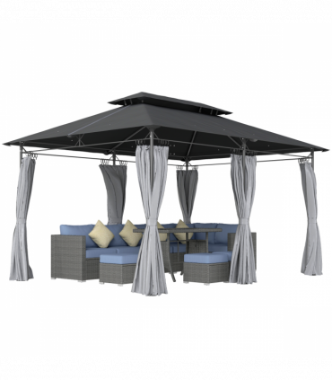 Garden Canopy Gazebo with Two-Tier Roof for Outdoor Relaxation - 3x4m