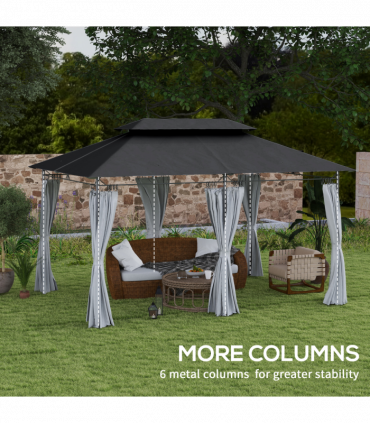 Garden Canopy Gazebo with Two-Tier Roof for Outdoor Relaxation - 3x4m