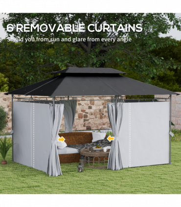 Garden Canopy Gazebo with Two-Tier Roof for Outdoor Relaxation - 3x4m