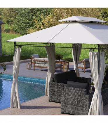 Garden Canopy Gazebo with Two-Tier Roof for Outdoor Relaxation - 3x4m