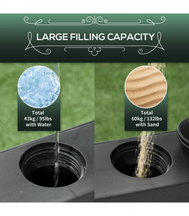 Garden Parasol Base Outdoor Market Umbrella Stand 43kg Water or 60kg Sand Filled