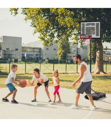 HOMCOM 1.55-2.1m Basketball Hoop and Stand w/ Fillable Base, Wheels, Black