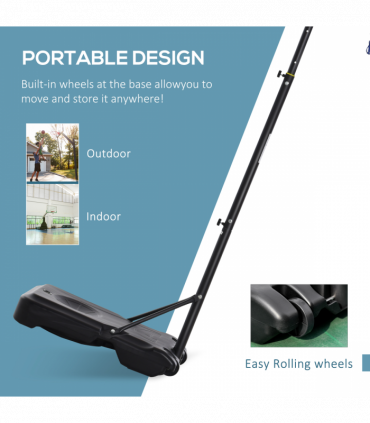 HOMCOM 1.55-2.1m Basketball Hoop and Stand w/ Fillable Base, Wheels, Black