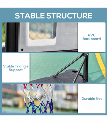 HOMCOM 1.55-2.1m Basketball Hoop and Stand w/ Fillable Base, Wheels, Black