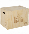 HOMCOM 3-in-1 Wooden Plyo Box for Home Gym, Workout Training, Natural