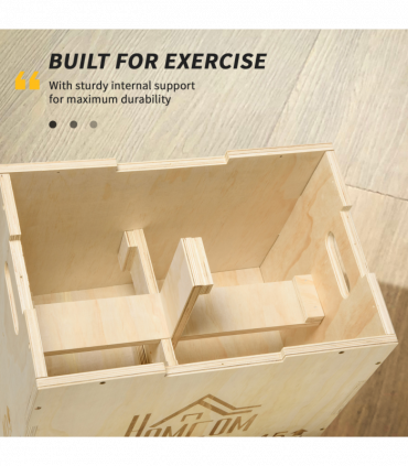 HOMCOM 3-in-1 Wooden Plyo Box for Home Gym, Workout Training, Natural