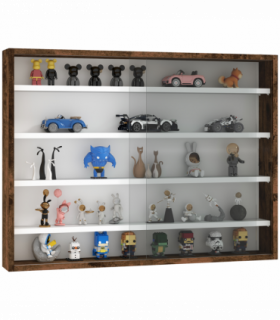 HOMCOM 5-Tier Wall Display Shelf Unit Cabinet w/ Shelves Glass Doors brown