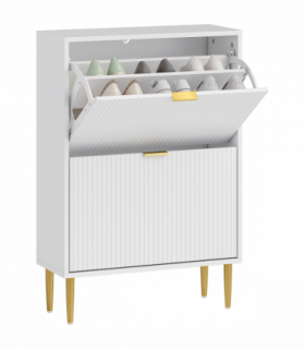 HOMCOM Slim Shoe Storage Cabinet with 2 Flip Drawers for Hallway, White