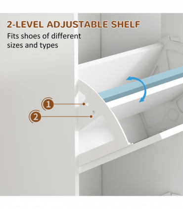 HOMCOM Slim Shoe Storage Cabinet with 3 Flip Drawers for Entryway, White