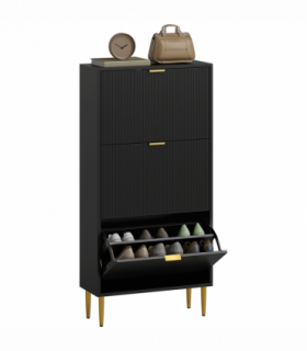 HOMCOM Slim Shoe Storage Cabinet with 3 Flip Drawers for Hallway, Black