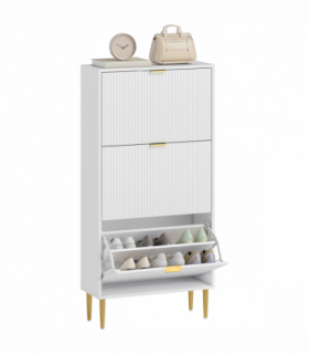 HOMCOM Slim Shoe Storage Cabinet with 3 Flip Drawers for Hallway, White