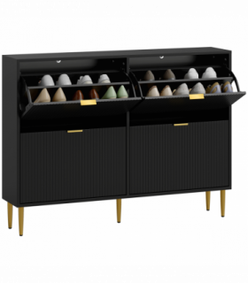 HOMCOM Slim Shoe Storage Cabinet with 4 Flip Drawers for Hallway, Black