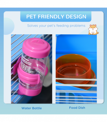 Hamster Cage Carrier Small Animal House w/ Exercise Wheels, Tunnel Tube, Pawhut