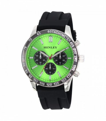 Henley Mens Polished Sports Silicone Watch Silver/Green H02223.11