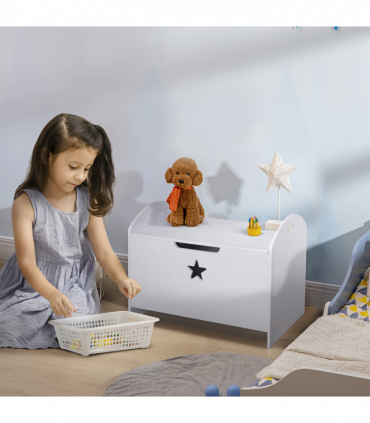 Kids Wooden Toy Children Organizer Side Handle White - MDF 46.5H x 62L x 40Wcm