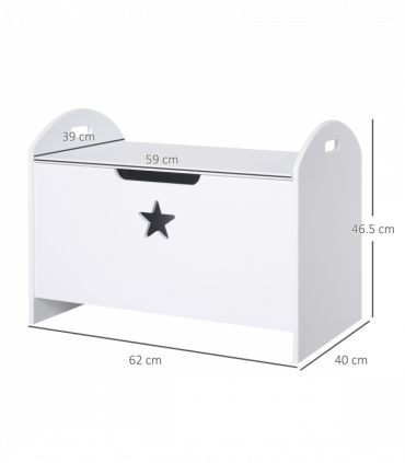 Kids Wooden Toy Children Organizer Side Handle White - MDF 46.5H x 62L x 40Wcm