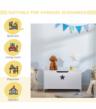 Kids Wooden Toy Children Organizer Side Handle White - MDF 46.5H x 62L x 40Wcm