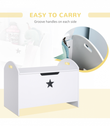 Kids Wooden Toy Children Organizer Side Handle White - MDF 46.5H x 62L x 40Wcm