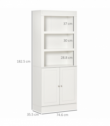 Kitchen Cupboard White MDF and particle board 74.6 x 35.5 x 182.5 cm Double-door