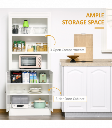 Kitchen Cupboard White MDF and particle board 74.6 x 35.5 x 182.5 cm Double-door