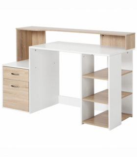 Multi-Storage & Workstation Desk Table Storage Shelves Home Office Oak HOMCOM