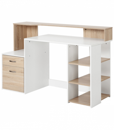 Multi-Storage & Workstation Desk Table Storage Shelves Home Office Oak HOMCOM