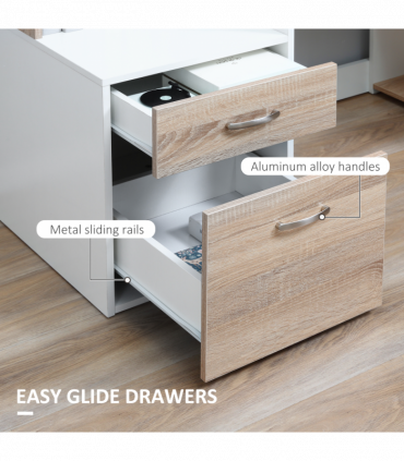 Multi-Storage & Workstation Desk Table Storage Shelves Home Office Oak HOMCOM