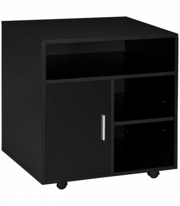 Multi-Storage Printer Unit Office Organisation w/ 5 Compartments Black HOMCOM