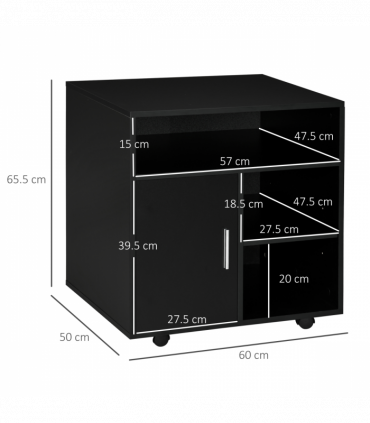 Multi-Storage Printer Unit Office Organisation w/ 5 Compartments Black HOMCOM