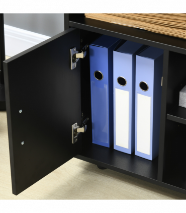 Multi-Storage Printer Unit Office Organisation w/ 5 Compartments Black HOMCOM