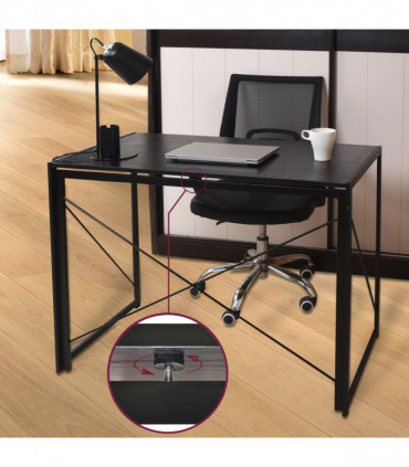 Multifunction Folding Desk Portable Compact Computer Table In Black